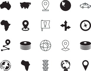 map vector icon set such as: app, australia, ball, worldwide, education, urban, guide, factory, theft, malaysia, image, delivery, stoplight, silicone walley, arrows, cop, tag, siren, manufacturing