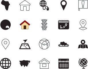 map vector icon set such as: emblem, device, company, style, social, bright, lovely, material, message, glossy, data, asian, spread, red, stop, african, invitation, asia, line, south, minimal