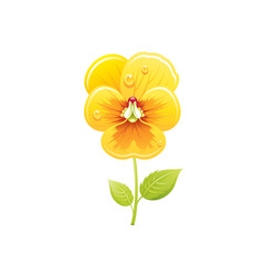 Pansies flower, floral icon. Realistic cartoon cute plant blossom, spring, summer garden symbol. Vector illustration for greeting card, t shirt print, decoration design. Isolated on white backgraund