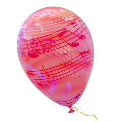 Balloon with the image of abstract colorful music background. 3D image, illustration isolated on white.