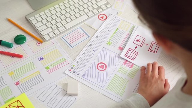 The designer draws sketches of the website. Layout development. Creating a project application interface. User experience.