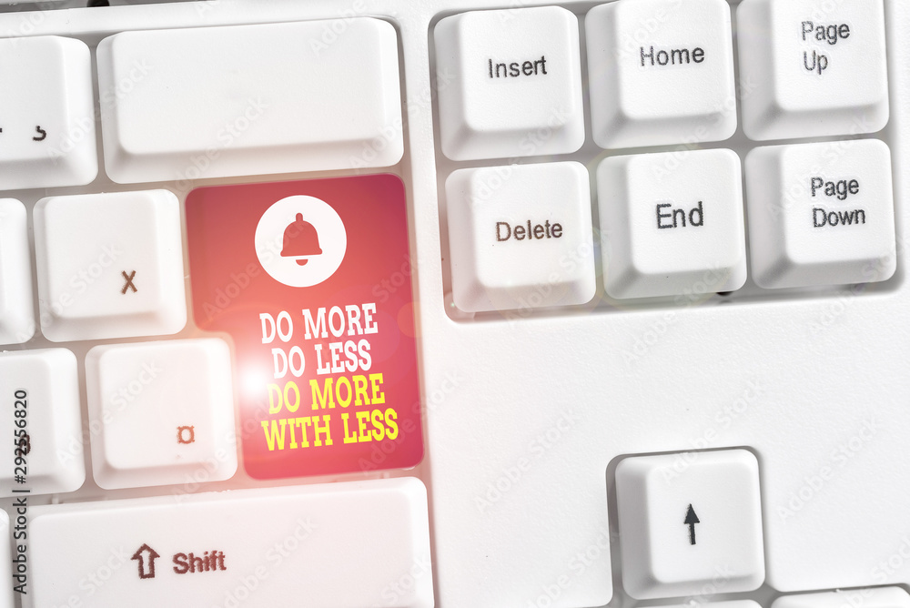 Poster writing note showing do more do less do more with less. business concept for dont work hard work sma