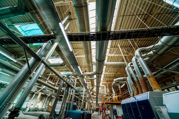 Air conditioning of buildings. Background of ventilation pipes. Laying of engineering networks.