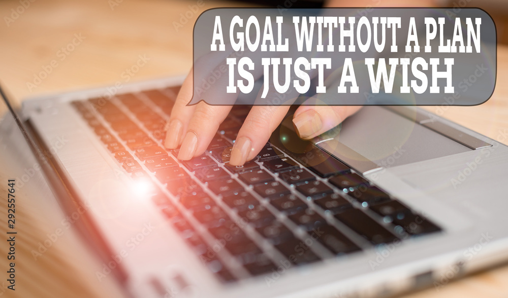 Aufkleber writing note showing a goal without a plan is just a wish. business concept for make strategies to r