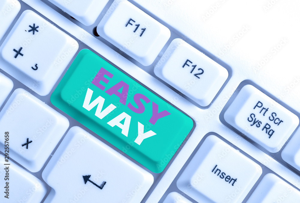 Poster word writing text easy way. business photo showcasing making hard decision between two less and more