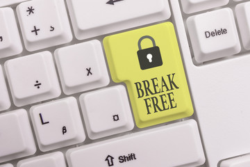 Text sign showing Break Free. Business photo text another way of saying salvation out of chains...