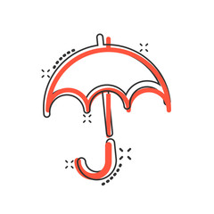 Umbrella icon in comic style. Parasol vector cartoon illustration on white isolated background. Umbel business concept splash effect.