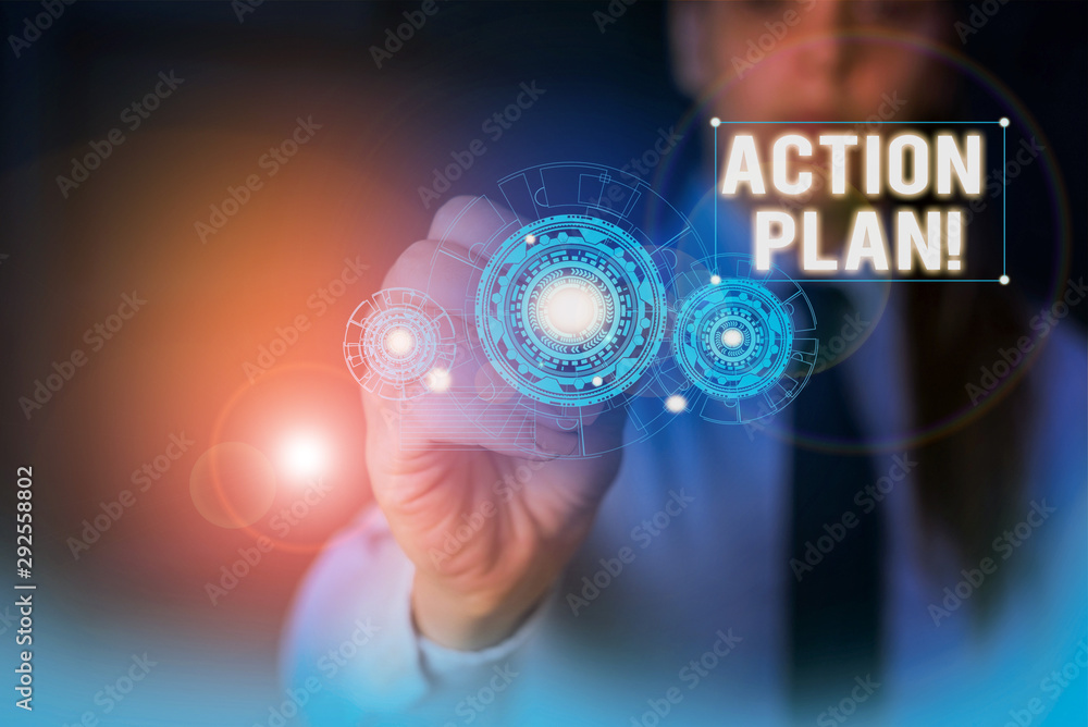 Poster text sign showing action plan. business photo showcasing proposed strategy or course of actions for 