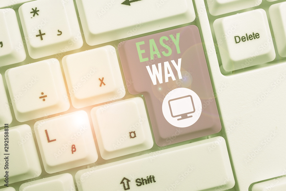 Poster text sign showing easy way. business photo text making hard decision between two less and more effor