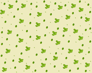 green fresh peppermint pattern in yellow background