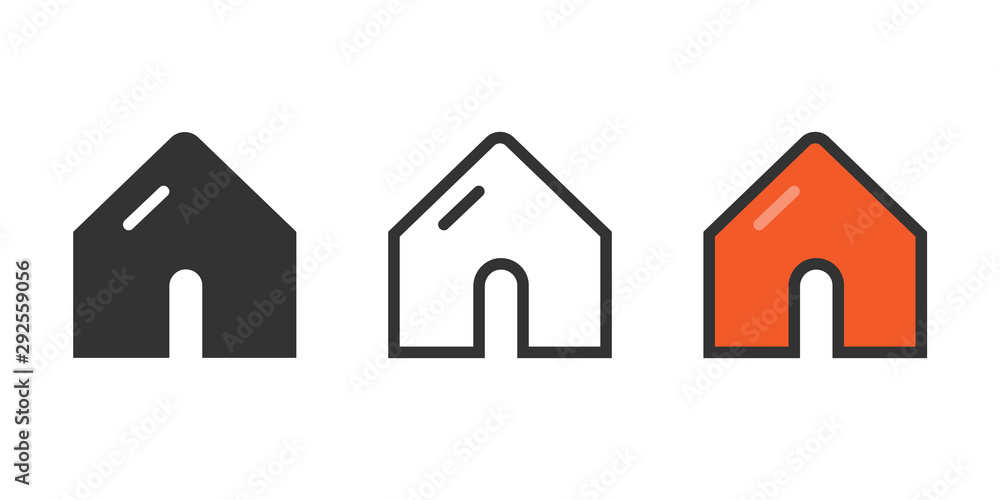 Poster set of home icons on a white background in a flat design