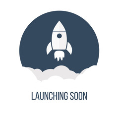 Start up launching soon, with flat Rocket , app or website coming soon, Vector illustration