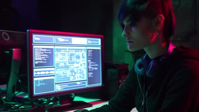 Hackers breaking server using multiple computers and infected virus ransomware. Cybercrime, information technology, phishing mail.