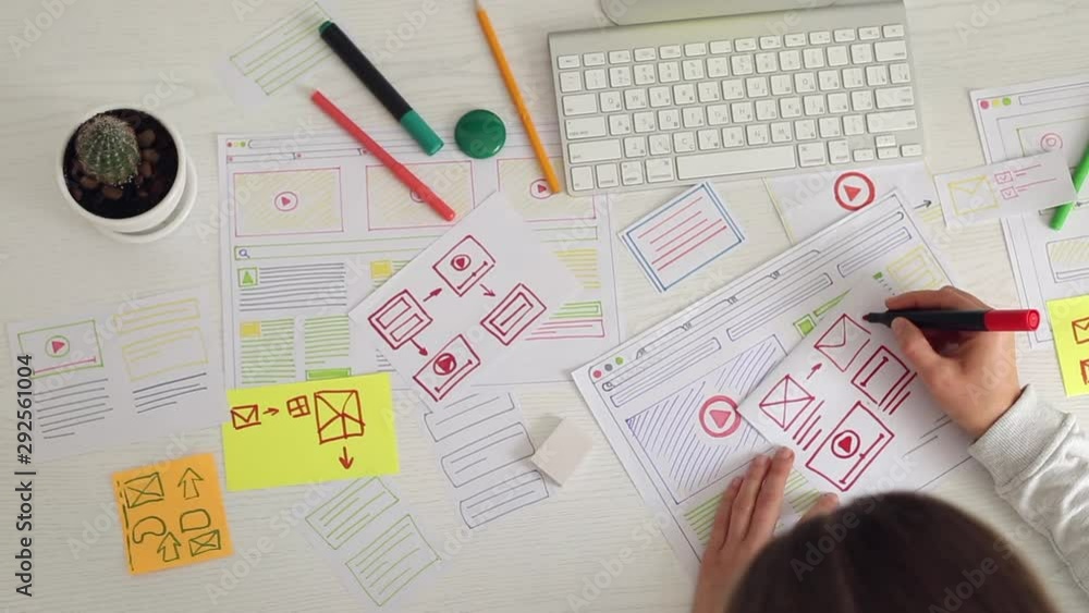 Poster designing web user interfaces for sites or web applications.
