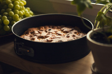 cake with apples (charlotte) in a pan