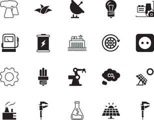 factory vector icon set such as: co2, beauty, motion, wireless, gallon, broadcast, scientific, perfect, benzine, home, signal, analysis, antenna, object, information, fresh, global, gasoline
