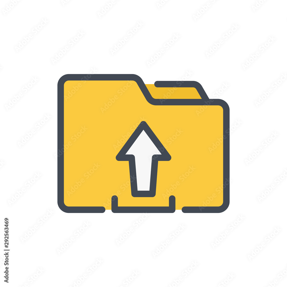 Poster export folder color line icon. folder with icon up vector outline colorful sign.