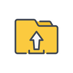 Export folder color line icon. Folder with icon up vector outline colorful sign.