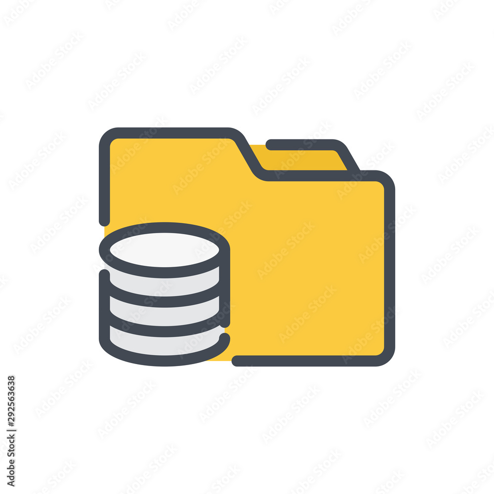 Poster system folder color line icon. folder with data storage vector outline colorful sign.