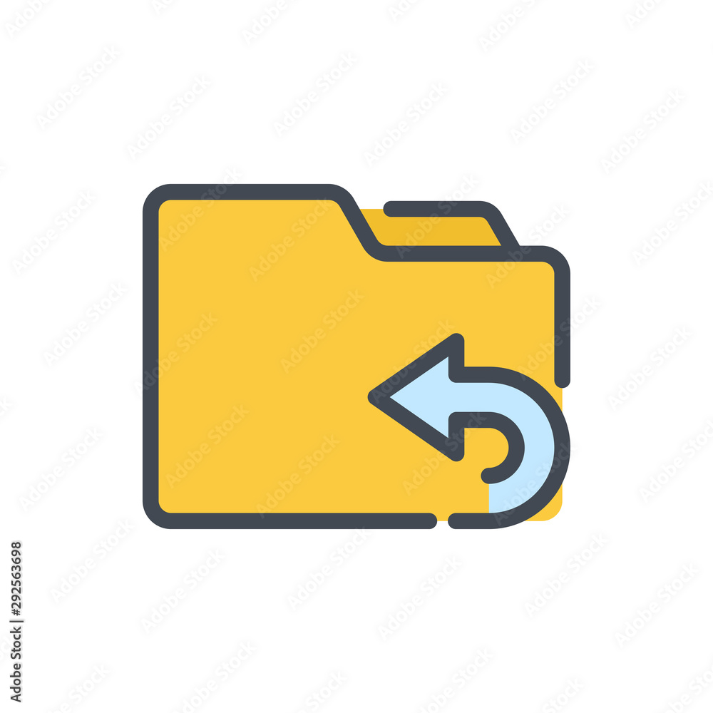 Poster share folder color line icon. folder with backward arrow vector outline colorful sign.