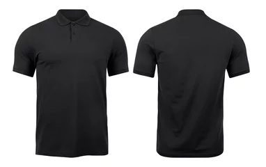 Fotobehang Black polo shirts mockup front and back used as design template, isolated on white background with clipping path. © Touchr