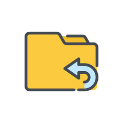 Share folder color line icon. Folder with backward arrow vector outline colorful sign.