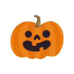Halloween pumpkin cute illustration. Flat design funny character.