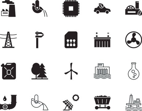 factory vector icon set such as: network, pipeline, perfect, calipers, board, platform, cellphone, resource, solar, plastic, park, processor, pictogram, semiconductor, handle, instrument, transformer