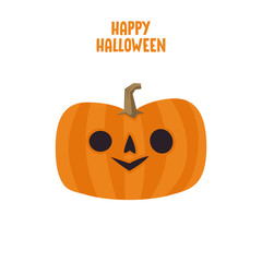 Halloween pumpkin cute illustration. Flat design funny character.