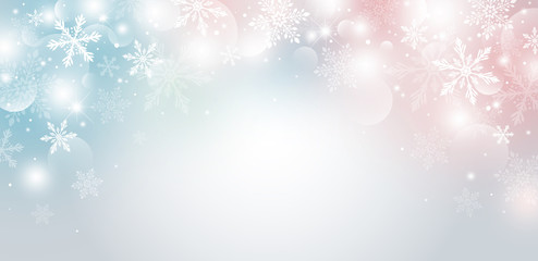 Fototapeta na wymiar Christmas background design of snowflake and bokeh with light effect vector illustration
