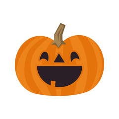 Halloween pumpkin cute illustration. Flat design funny character.