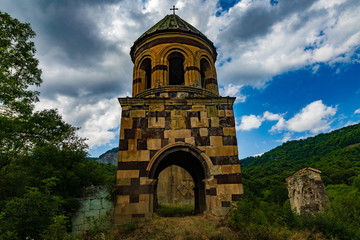 Fototapeta na wymiar bell tower of orthodox monastery Gudarekhi