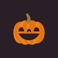 Halloween pumpkin cute illustration. Flat design funny character.