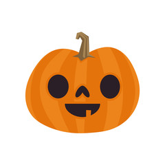Halloween pumpkin cute illustration. Flat design funny character.