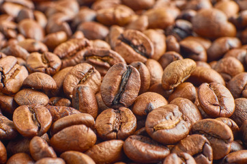 Roasted coffee beans close-up, can be used as a different background.