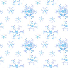 Seamless winter pattern with snowflakes on a white background