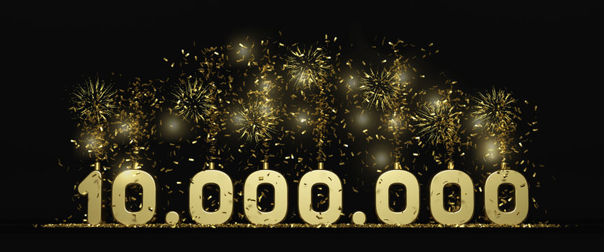 ten million followers or prize black background 3D rendering Stock  Illustration | Adobe Stock