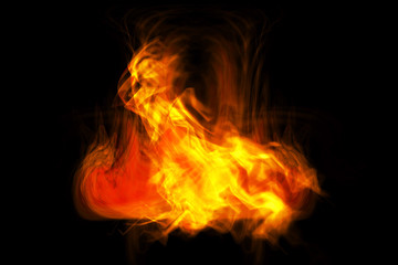 Fire is burning on a black background