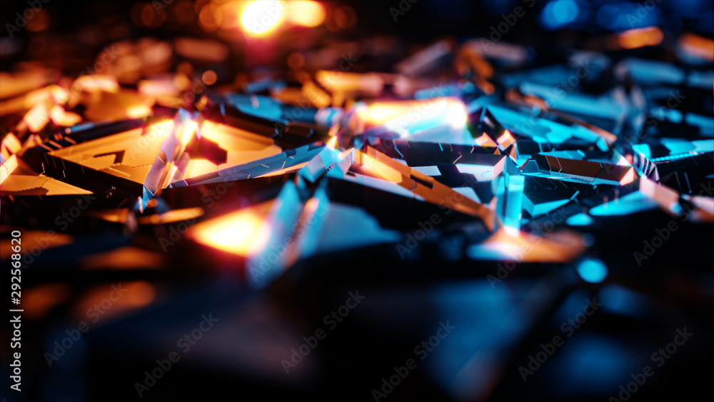 Poster 3D rendered surface triangular background 