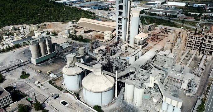 Aerial view of cement production plant