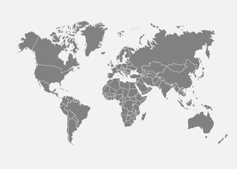 World map icon isolated on white background. Vector illustration.