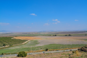 The view over Jezreel Valley at Tel Megiddo. Known as The Valley of Armageddon