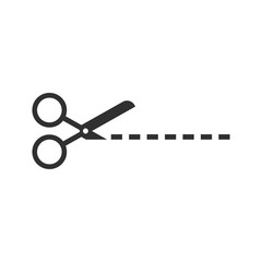Scissors cut lines icon isolated on white background. Vector illustration.