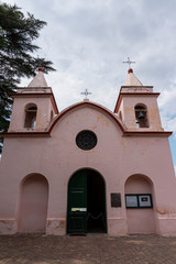 Fototapeta premium Scene view of an old Jesuit architecture church in Santa Rosa de Calamuchita, Cordoba, Argentina