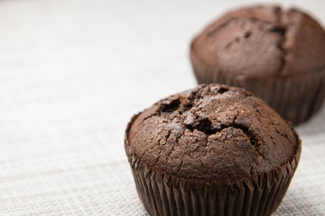 chocolate muffin on a beautiful substrate