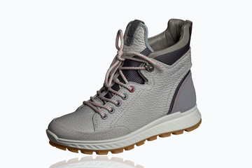 Gray shoes on a white background