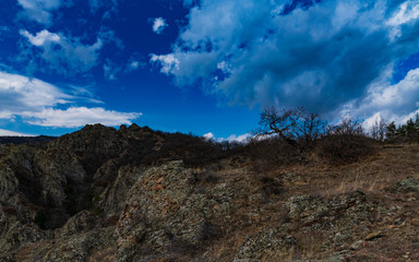 Fototapeta premium view of rocks, mountains in countryside