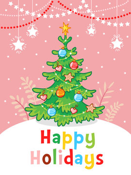 Vector happy new year greeting card. Christmas illustration on the Christmas theme