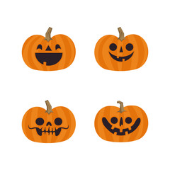 Halloween pumpkin cute illustration. Flat design funny character.