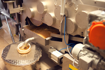 A processing of apples for fresh juice production. Food and healthy drinks